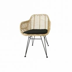 Alice's Garden 2 Fauteuils En Rotin Naturel Et Métal, Coussins Noir -Chaise Soldes 2024 2 fauteuils en rotin naturel et metal coussins noir 3