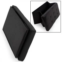 Tectake Poufs Banc Coffre De Rangement Pliable Grand Aspect Cuir 80x40x40cm Noir -Chaise Soldes 2024 banc coffre de rangement pliable grand aspect cuir 80x40x40cm noir 5