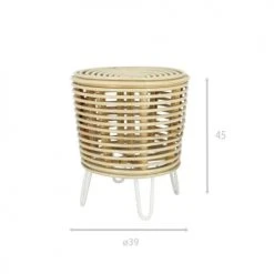 Pirouette Paris Poufs Bout De Canapé En Rotin Et Pieds En Métal Blanc -Chaise Soldes 2024 bout de canape en rotin et pieds en metal blanc 3