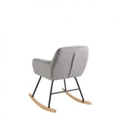 Beliani Fauteuils Chaise à Bascule En Velours Gris -Chaise Soldes 2024 chaise a bascule en velours gris 3