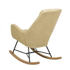 Beliani Fauteuils Chaise à Bascule Jaune -Chaise Soldes 2024 chaise a bascule jaune 3