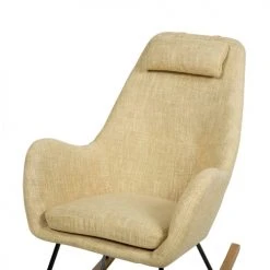 Beliani Fauteuils Chaise à Bascule Jaune -Chaise Soldes 2024 chaise a bascule jaune 4