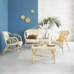 Bois Dessus Bois Dessous Ensemble En Rotin 1 Canapé 2 Fauteuils Et 1 Table Basse -Chaise Soldes 2024 ensemble en rotin 1 canape 2 fauteuils et 1 table basse 1