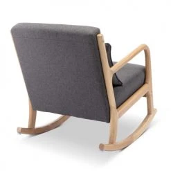 Alice's Garden Fauteuils Fauteuil à Bascule Design Bois Et Tissu Gris Foncé -Chaise Soldes 2024 fauteuil a bascule design bois et tissu gris fonce 2