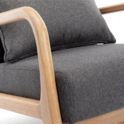 Alice's Garden Fauteuils Fauteuil à Bascule Design Bois Et Tissu Gris Foncé -Chaise Soldes 2024 fauteuil a bascule design bois et tissu gris fonce 3