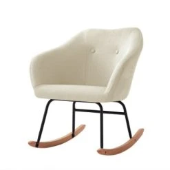 Baita Fauteuils Fauteuil à Bascule En Tissu 1 Place Crème -Chaise Soldes 2024 fauteuil a bascule en tissu 1 place creme 5