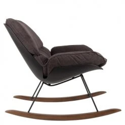 BOITE A DESIGN Fauteuils Fauteuil à Bascule En Tissu Gris Foncé -Chaise Soldes 2024 fauteuil a bascule en tissu gris fonce 3