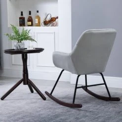 Homcom Fauteuils Fauteuil à Bascule Grand Confort Velours Gris Clair -Chaise Soldes 2024 fauteuil a bascule grand confort velours gris clair 5