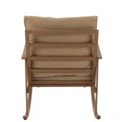 Jolipa Fauteuils Fauteuil à Bascule Métal Bois Foncé/beige -Chaise Soldes 2024 fauteuil a bascule metal bois fonce beige 3