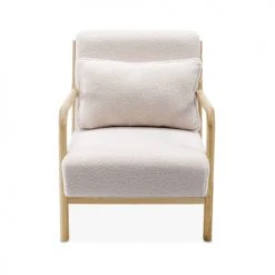 Alice's Garden Fauteuils Fauteuil à Bouclettes Blanches En Bois Et Tissu -Chaise Soldes 2024 fauteuil a bouclettes blanches en bois et tissu 4