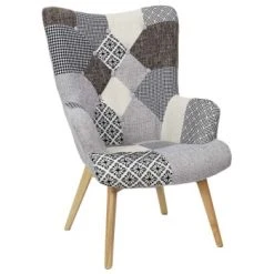 The Home Deco Factory Fauteuils Fauteuil Design Coloré Patchwork -Chaise Soldes 2024 fauteuil assise en tissu patchwork