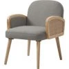 ATHM DESIGN Fauteuils Fauteuil Assise Polyester Gris Pieds Bois