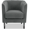 ATHM DESIGN Fauteuils Fauteuil Assise Velours Gris Pieds Bois