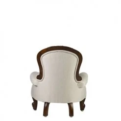 MOYCOR Fauteuils Fauteuil Baby En Bois D'acajou Marron Et Polyester Blanc -Chaise Soldes 2024 fauteuil baby en bois d acajou marron et polyester blanc 2