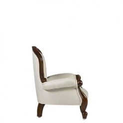 MOYCOR Fauteuils Fauteuil Baby En Bois D'acajou Marron Et Polyester Blanc -Chaise Soldes 2024 fauteuil baby en bois d acajou marron et polyester blanc 3