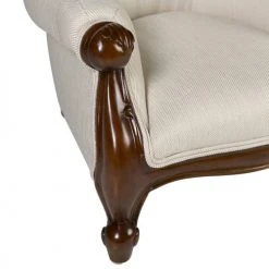 MOYCOR Fauteuils Fauteuil Baby En Bois D'acajou Marron Et Polyester Blanc -Chaise Soldes 2024 fauteuil baby en bois d acajou marron et polyester blanc 4