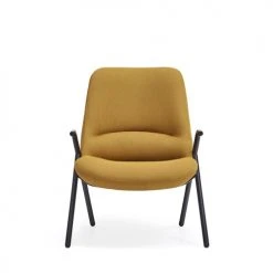 TEULAT Fauteuils Fauteuil Bas Rembourré En Moutarde Et Pied En Métal -Chaise Soldes 2024 fauteuil bas rembourre en moutarde et pied en metal 3