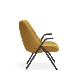 TEULAT Fauteuils Fauteuil Bas Rembourré En Moutarde Et Pied En Métal -Chaise Soldes 2024 fauteuil bas rembourre en moutarde et pied en metal 4