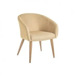Wadiga Fauteuils Fauteuil Beige Et Pieds Métal Couleur Bois - 60x58x77cm