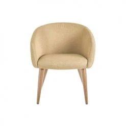 Wadiga Fauteuils Fauteuil Beige Et Pieds Métal Couleur Bois - 60x58x77cm -Chaise Soldes 2024 fauteuil beige et pieds metal couleur bois 60x58x77cm 3