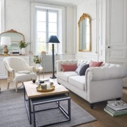 Maisons Du Monde Fauteuils Fauteuil Bergère En Lin Beige Motifs à Rayures -Chaise Soldes 2024 fauteuil bergere en lin beige motifs a rayures 1000 1 34 219794 5