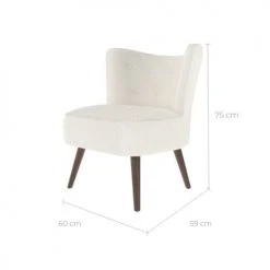 Rendez Vous Déco Fauteuils Fauteuil Blanc Effet Laine Bouclette Et Pieds En Bois D'hévéa -Chaise Soldes 2024 fauteuil blanc effet laine bouclette et pieds en bois d hevea 2