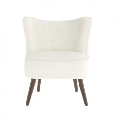 Rendez Vous Déco Fauteuils Fauteuil Blanc Effet Laine Bouclette Et Pieds En Bois D'hévéa -Chaise Soldes 2024 fauteuil blanc effet laine bouclette et pieds en bois d hevea 4