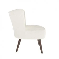 Rendez Vous Déco Fauteuils Fauteuil Blanc Effet Laine Bouclette Et Pieds En Bois D'hévéa -Chaise Soldes 2024 fauteuil blanc effet laine bouclette et pieds en bois d hevea 5