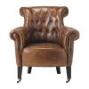 Maisons Du Monde Fauteuils Fauteuil Capitonné à Roulettes En Cuir Marron