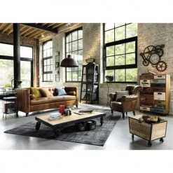 Maisons Du Monde Fauteuils Fauteuil Capitonné à Roulettes En Cuir Marron -Chaise Soldes 2024 fauteuil capitonne a roulettes en cuir marron 1000 8 34 133407 7