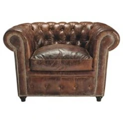 Maisons Du Monde Fauteuils Fauteuil Capitonné En Cuir Noir -Chaise Soldes 2024 fauteuil capitonne en cuir marron chesterfield 1000 9 25 50140319 13