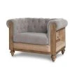 PIB Fauteuils Fauteuil Chesterfield En Lin Gris