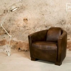 PIB Fauteuils Fauteuil Club En Cuir Marron -Chaise Soldes 2024 fauteuil club en cuir marron 2