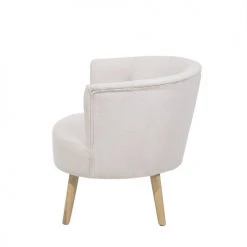 Beliani Fauteuils Fauteuil Club En Tissu Blanc Cassé -Chaise Soldes 2024 fauteuil club en tissu blanc casse 3