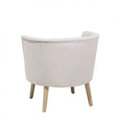 Beliani Fauteuils Fauteuil Club En Tissu Blanc Cassé -Chaise Soldes 2024 fauteuil club en tissu blanc casse 4