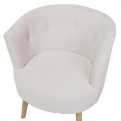 Beliani Fauteuils Fauteuil Club En Tissu Blanc Cassé -Chaise Soldes 2024 fauteuil club en tissu blanc casse 5