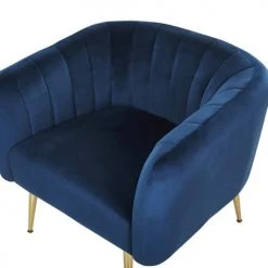 Beliani Fauteuils Fauteuil Club En Velours Bleu -Chaise Soldes 2024 fauteuil club en velours bleu 4