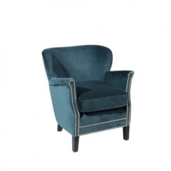 Robin Des Bois Fauteuils Fauteuil Club En Velours Clouté Bleu Paon