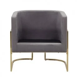 Beliani Fauteuils Fauteuil Club En Velours Gris -Chaise Soldes 2024 fauteuil club en velours gris 4