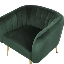 Beliani Fauteuils Fauteuil Club En Velours Vert -Chaise Soldes 2024 fauteuil club en velours vert 4