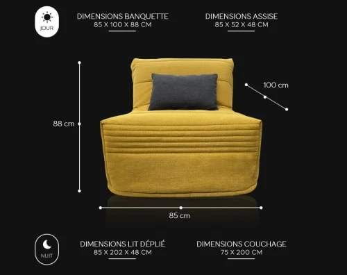 Fauteuil convertible 1 place en tissu jaune moutarde DIVA SALON Fauteuils Fauteuil Convertible 1 Place En Tissu Jaune Moutarde -Chaise Soldes 2024 fauteuil convertible 1 place en tissu jaune moutarde 4