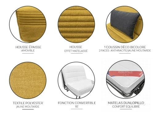 Fauteuil convertible 1 place en tissu jaune moutarde DIVA SALON Fauteuils Fauteuil Convertible 1 Place En Tissu Jaune Moutarde -Chaise Soldes 2024 fauteuil convertible 1 place en tissu jaune moutarde 5