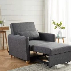 Baita Fauteuils Fauteuil Convertible En Tissu 1 Place Gris -Chaise Soldes 2024 fauteuil convertible en tissu 1 place gris 2