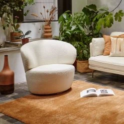 Oviala Fauteuils Fauteuil Cosy En Bouclette Blanc -Chaise Soldes 2024 fauteuil cosy en bouclette blanc 2