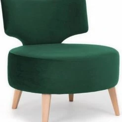 Custom Form Fauteuils Fauteuil Cosy Rembourré Tissu Couleur Vert Pieds Bois Clair