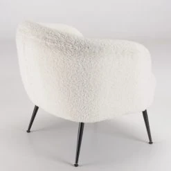 MACABANE Fauteuils Fauteuil Cosy Tissu Bouclette Blanc Pieds Métal Noir -Chaise Soldes 2024 fauteuil cosy tissu bouclette blanc pieds metal noir 5