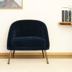 PIB Fauteuils Fauteuil Crapaud En Velours Bleu -Chaise Soldes 2024 fauteuil crapaud en velours bleu 3