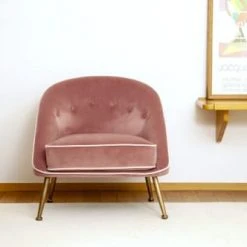 PIB Fauteuils Fauteuil Crapaud En Velours Rose -Chaise Soldes 2024 fauteuil crapaud en velours rose 4