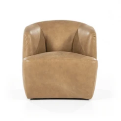 Meubles & Design Fauteuils Fauteuil Cuir Rond Design Beige -Chaise Soldes 2024 fauteuil cuir rond design beige 3