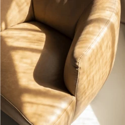 Meubles & Design Fauteuils Fauteuil Cuir Rond Design Beige -Chaise Soldes 2024 fauteuil cuir rond design beige 6